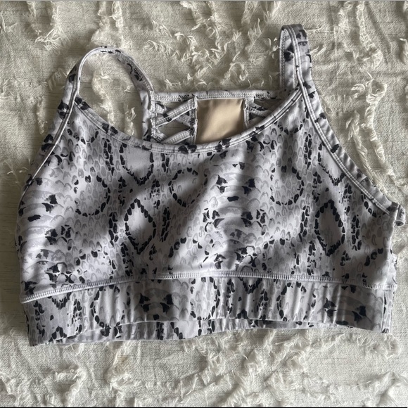 Til You Collapse White Snakeskin Sports Bra - Picture 1 of 4